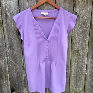 ModCloth Blouse Size 1X Purple Lilac Pleated Shirt